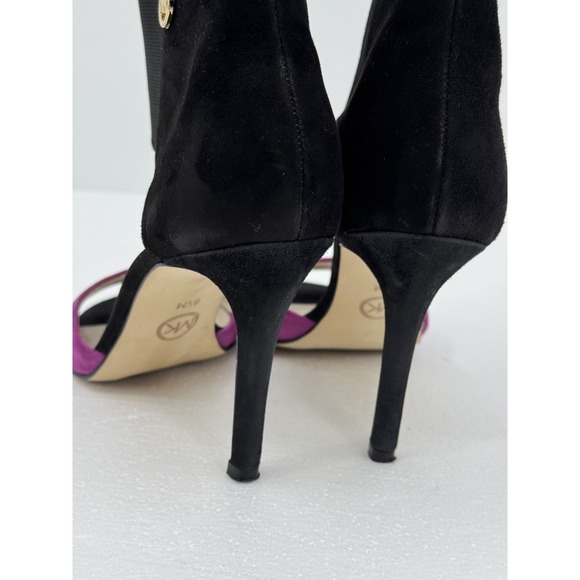 Michael Kors Sivian Suede Ankle Strap Heels Purple Black Stiletto Sandals Sz 8.5 - Picture 6 of 9